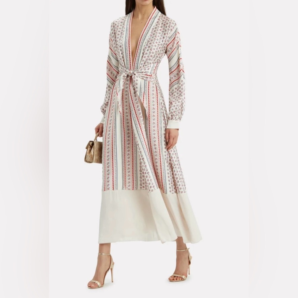 Philosophy Red and White Patterned Long Sleeve Dress